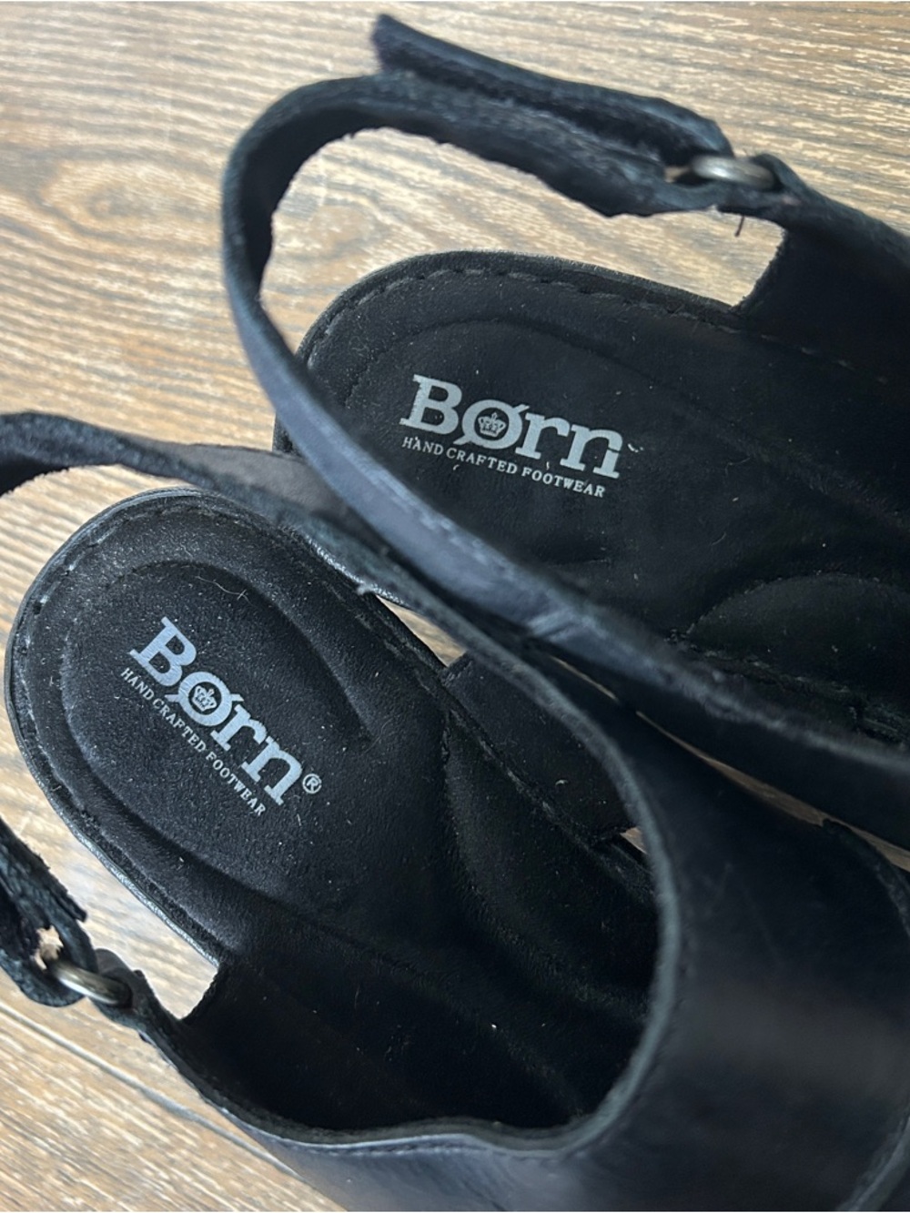 Born Wevika Dress Sandal Black Leather Upper 3.5 Inch Heel Size 9 - Picture 4 of 11